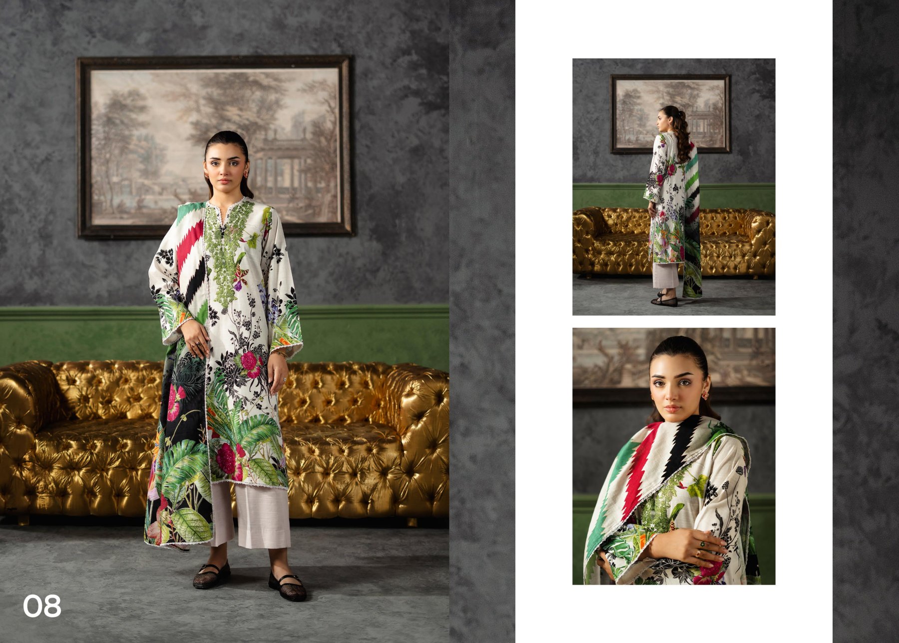 ROMA 3-PIECE LUXURY KHADDAR STITCHED - 007