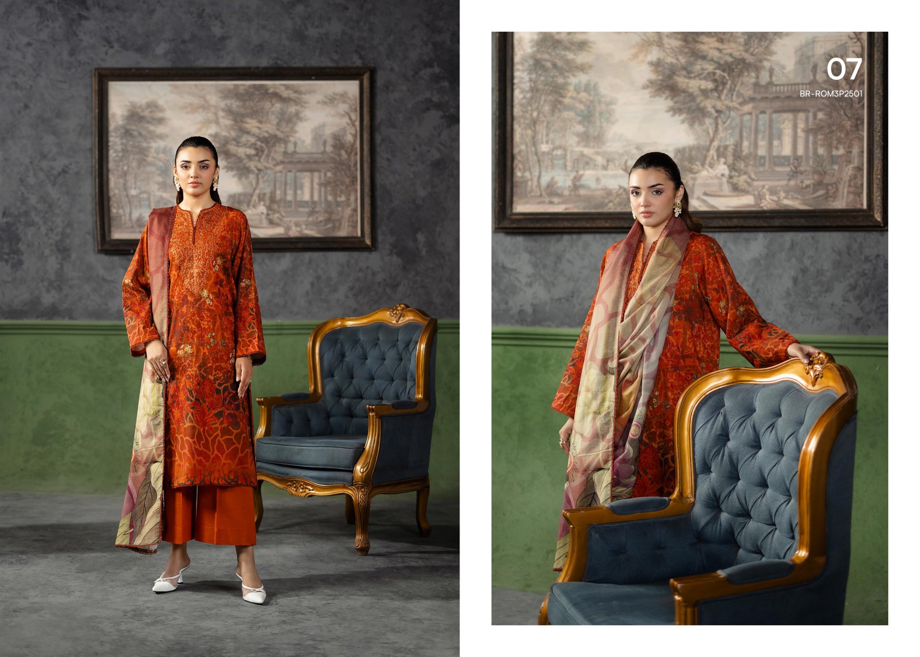 ROMA 3-PIECE LUXURY KHADDAR STITCHED - 002